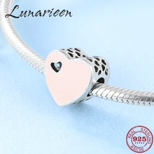 925 пробы, серебряный, розовый, в форме сердца, модные, полые, маленькие, любовь, эмалированные бусины, подходят к оригиналу Pandora, очаровательный браслет, изготовление ювелирных изделий