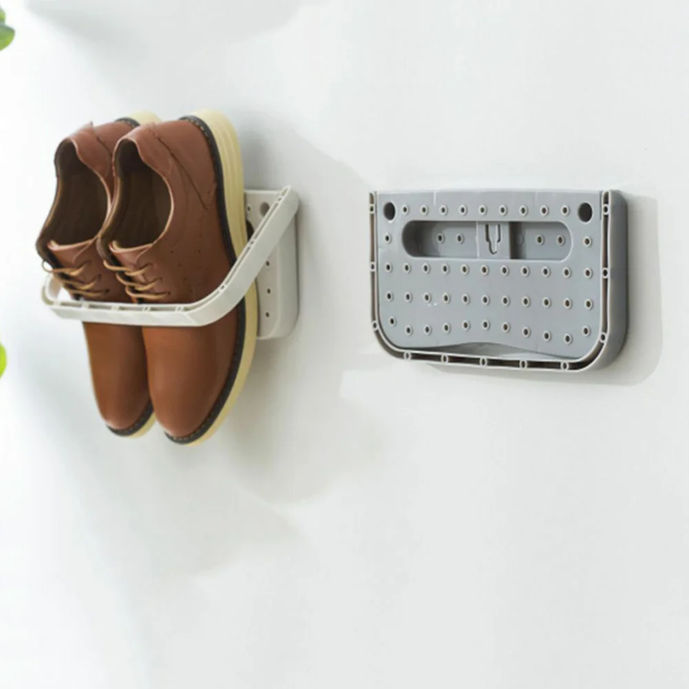 الحائط العملي شنقا رف للأحذية المنزل طوي لاصق حامل رفوف عرض مجلس الوزراء لكمة شحن الفضاء توفير