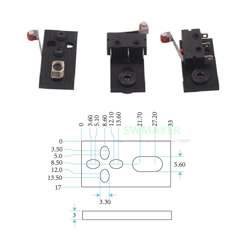 3 шт./лот openbuilds части ЧПУ Алюминиевый микро концевой переключатель комплект с монтажной пластиной 3D принтер