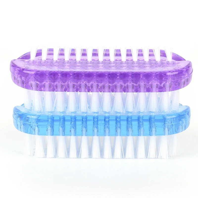 Blue Purple Plastic Nail Cleaning brush Scrubbing Brush Double Sided