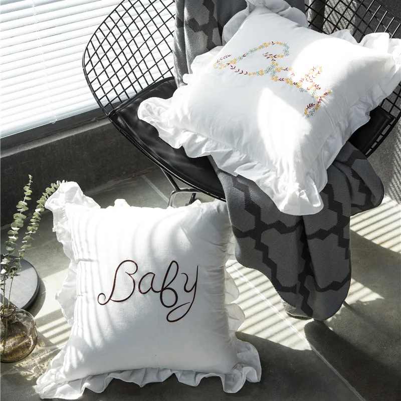 

2017 New Solid White Decorative Throw Pillows For Home Living Room Decor 100% Cotton Cushions Home Textile Almofadas Cojines Dec