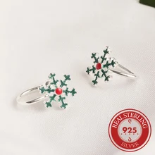 

GEEZII S925 Sterling Silver Earring snowflake for Women for wife for student Earrings set 2018 Christmas design free shipping