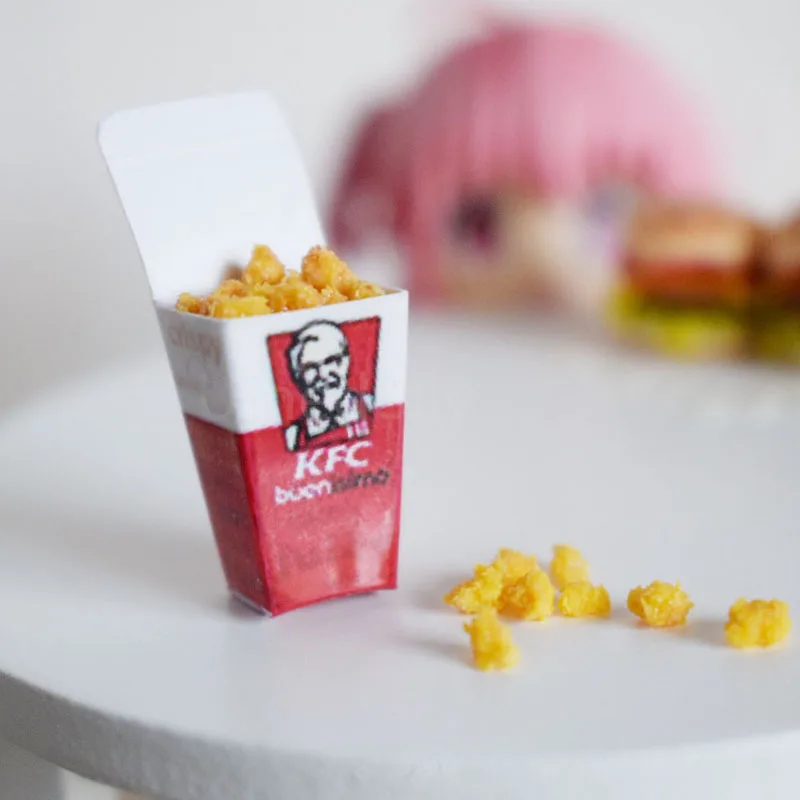 

1 Set 1:12 Scale Dollhouse Miniature Food Simulation Mini Clay Chicken Popcorn Play Doll Food Toy Accessories
