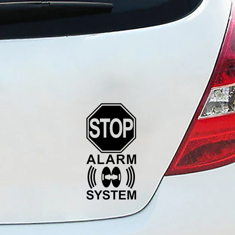 9.4cm18cm Warning Mark Stop Alarm System Graphic Car Sticker Car Styling Vinyl Decoration Decals