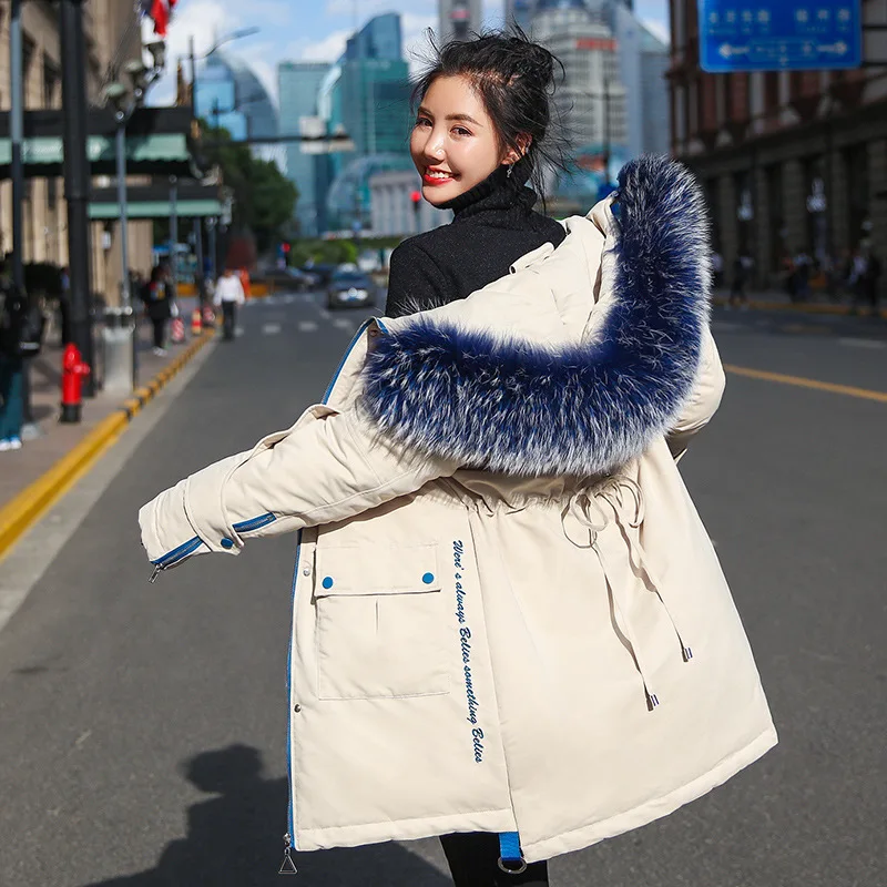 Hooded Fox Fur Collar Parkas Womens Down Coats Winter