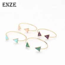 ENZE fashion new metal bracelet green colored open triangle for women and girls accessories exquisite jewelry