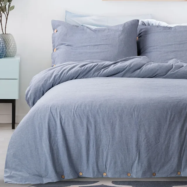 Bedsure 100 Cotton Duvet Cover Sets Twin Size Denim Blue Lightweight