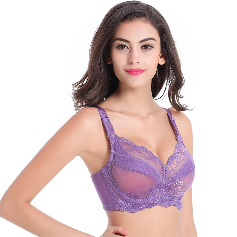 Large Yard With Slim Lace Sexy Full Cup Bra Fashion Push Up Minimizer