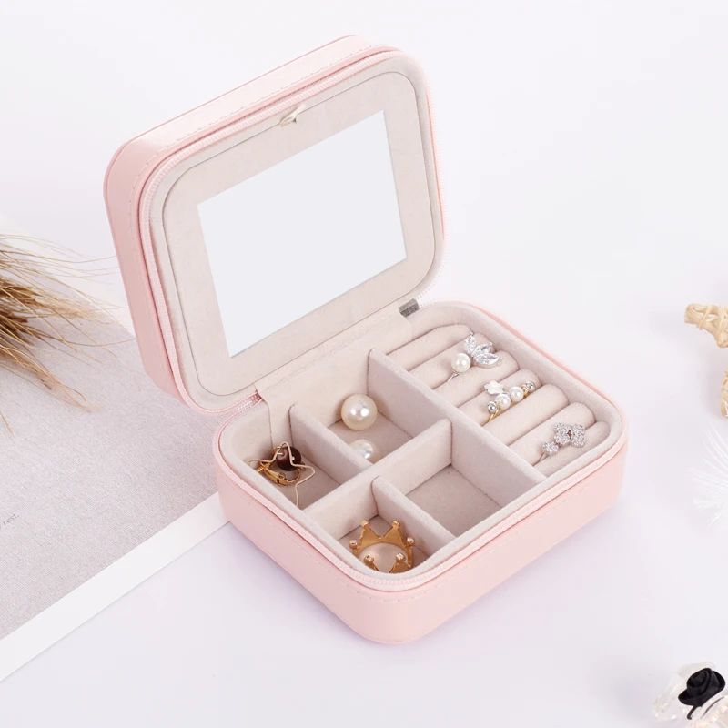Womens Portable Travel Jewelry Box Organizer PU Jewellery Ornaments Case Storage