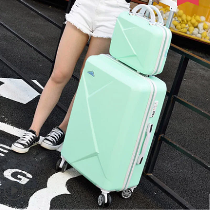 Korean version match girl Lovely Cosmetic bag 20/22/24/26/28 inches students trolley case Travel suitcase woman Rolling luggage - Цвет: as the picture shows