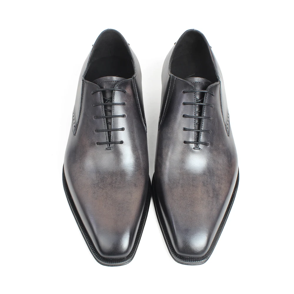 Gray Vestido Custom De Homens Dos Handmade Vikeduo Genuíno Preto Made Black Vaca Para Cinza Escritório Couro Oxford Casamento Blake Pátina Sapatos qxRavO