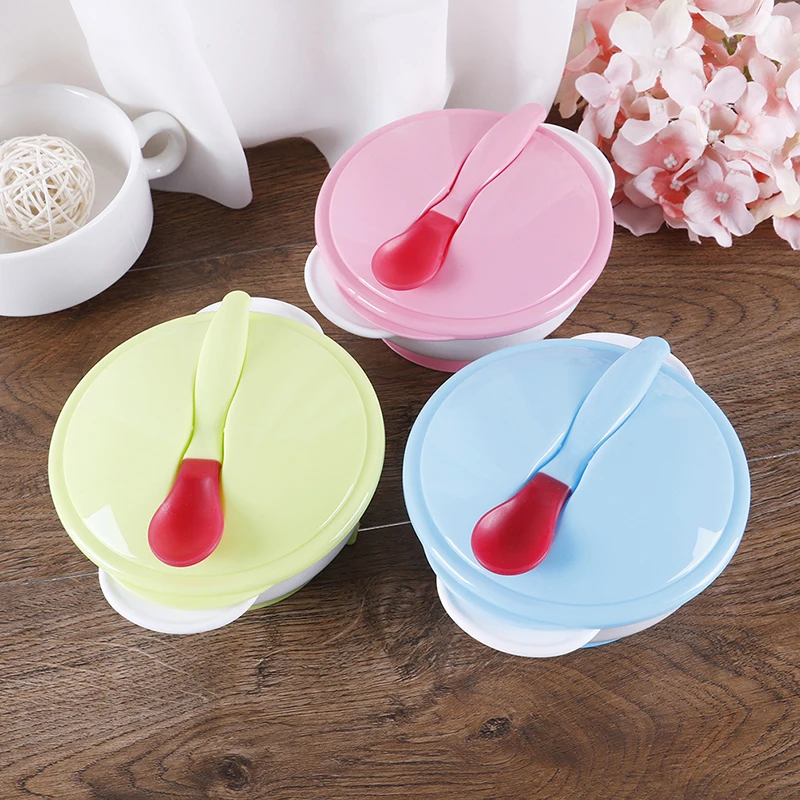 

New Temperature Sensing Feeding Spoon Child Tableware Food Bowl Learning Dishes Service Plate/Tray Suction Cup Baby Dinnerware