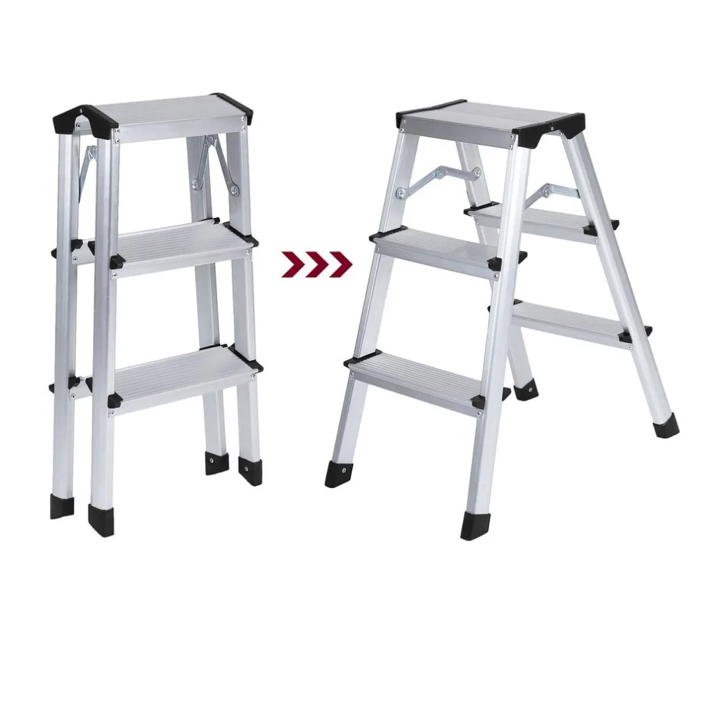 

Newest Indoor Outdoor Double Side Aluminium Folding Foot Ladder Load Capacity 150kg Stepladder Professional Replacement Tool