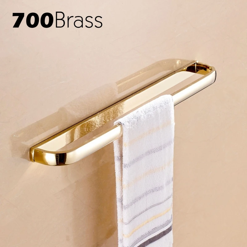 New Arrival Gold plating Brass Single Towel Bars Rectangle Wall Mounted