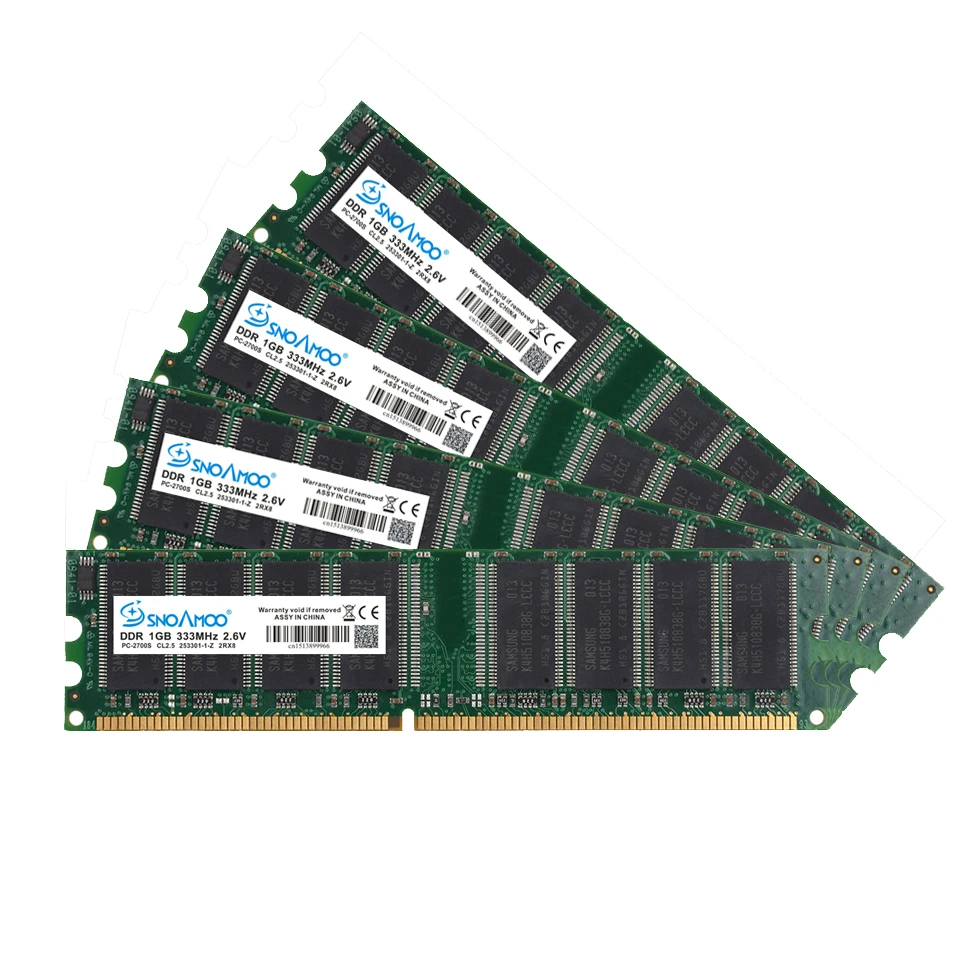 SNOAMOO DDR 2 шт. x1GB 400 МГц PC3200 184PIN CL3 ОЗУ Высококачественная память для настольных ПК DIMM