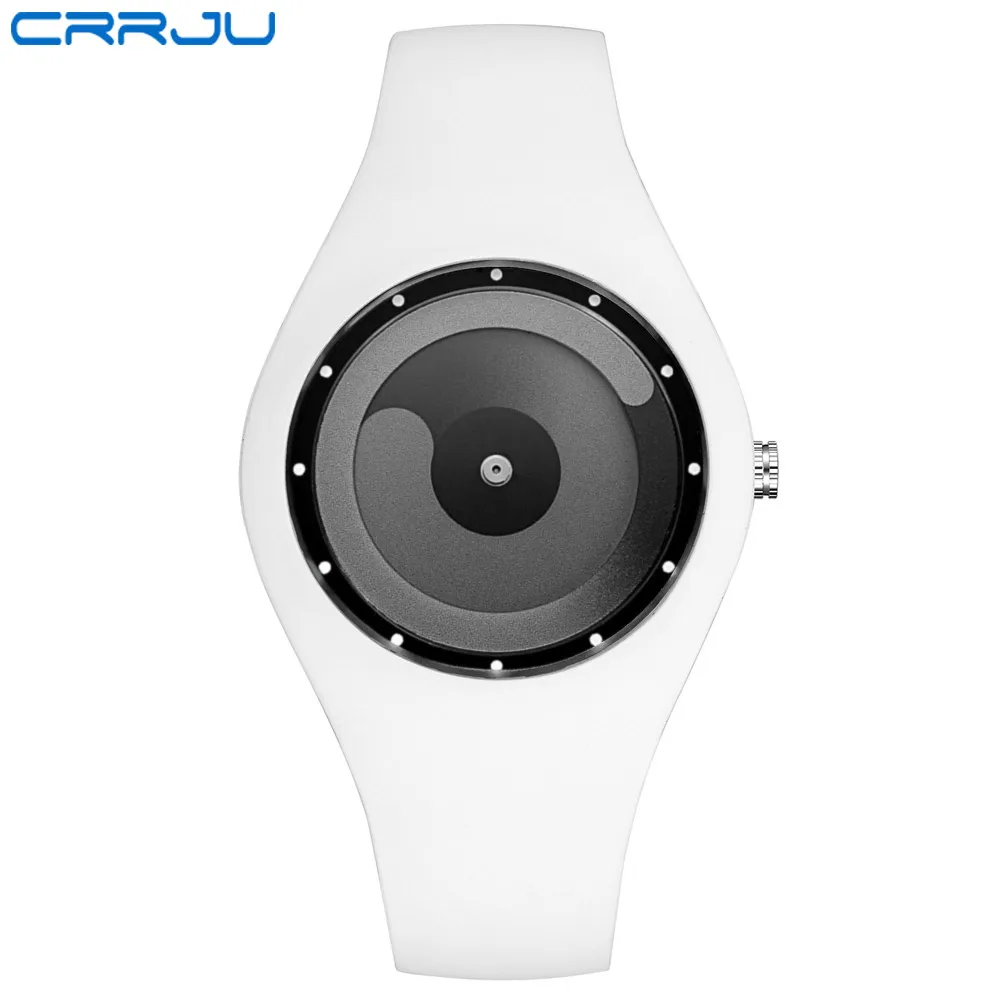 CRRJU мужские часы Топ бренд мода высокого качества Повседневный простой стиль силиконовый кварцевый ремешок часы для женщин мужчин для любителей наручных часов - Цвет: white gray