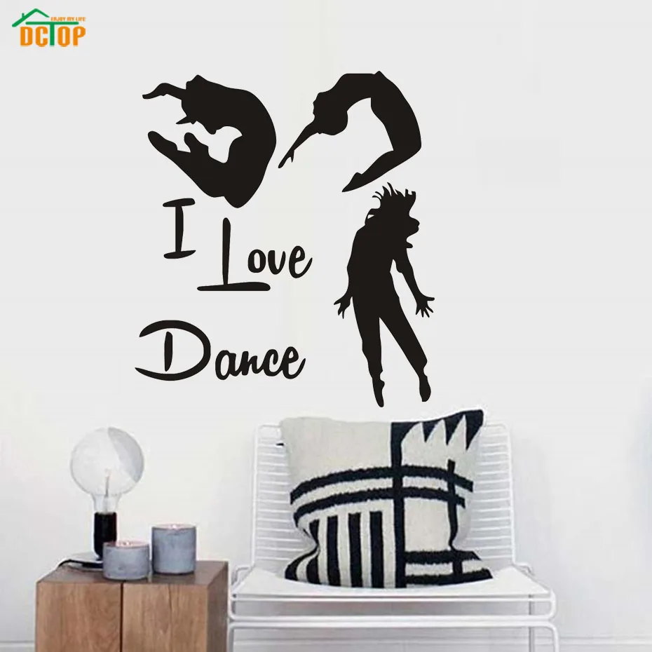 Modern I Love Dance Vinyl Removable Wall Decal Gymnastics Dance Home