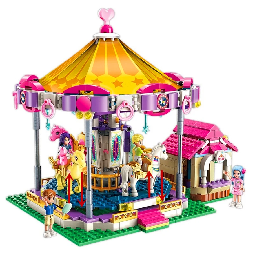 

Genuine ENLIGHTEN 2016 646Pcs Fantasy Carousel Girls Friend Princess Model Building Block Toys For Children Compatible Legoe