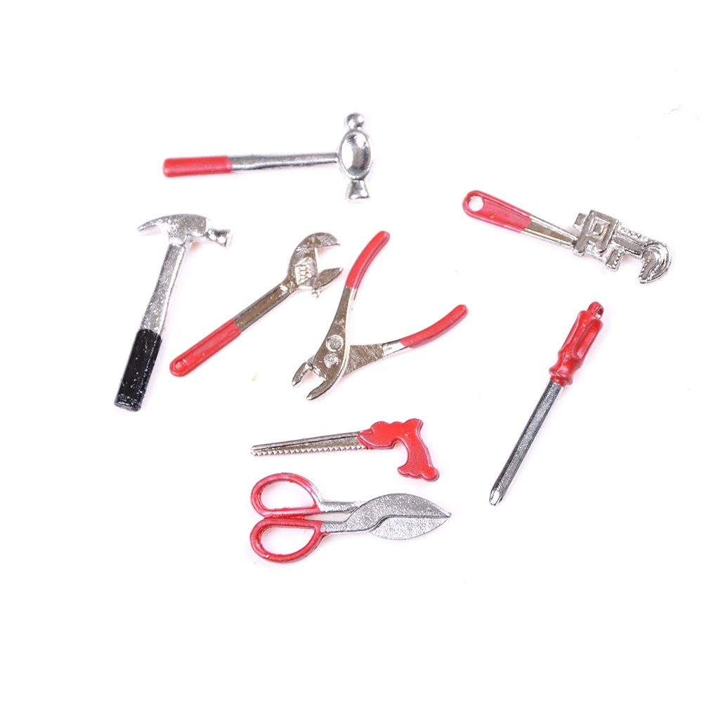 Wooden Toolbox with Metal Tools Set 1/12 Dollhouse Miniature Repair Kits Decoration for Doll House Accessories Furniture Toys Wooden Toolbox with Metal Tools Set 1/12 Dollhouse Miniature Repair Kits Decoration for Doll House Accessories Furniture Toys