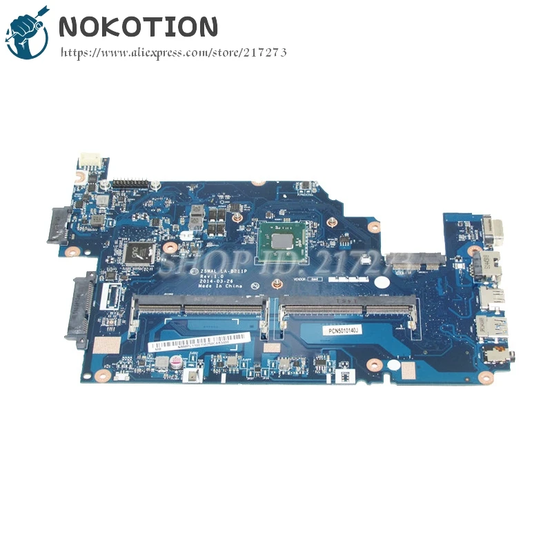 

NOKOTION Z5WAL LA-B211P NBMPL11001 NB.MPL11.001 Laptop Motherboard For Acer aspire E5-511 Main Board SR1W3 N2930 DDR3L
