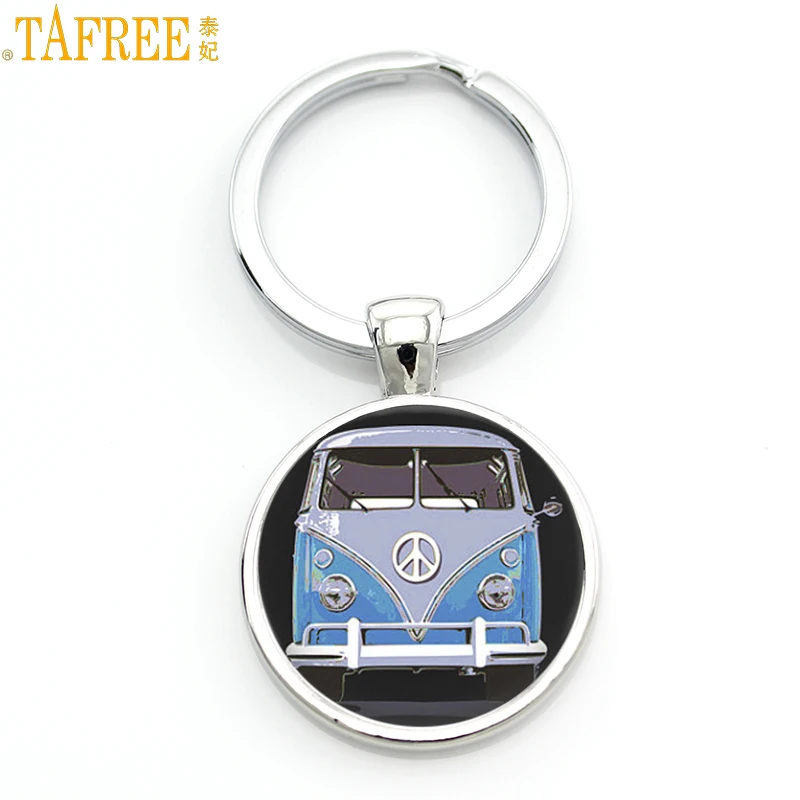 TAFREE new vintage Hippie Peace Sign Van Bus keychain fashion men women purse bag car pendant key chain ring holder jewelry CT91 цена TAFREE new vintage Hippie Peace Sign Van Bus keychain fashion men women purse bag car pendant key chain ring holder jewelry CT91 цены онлайн