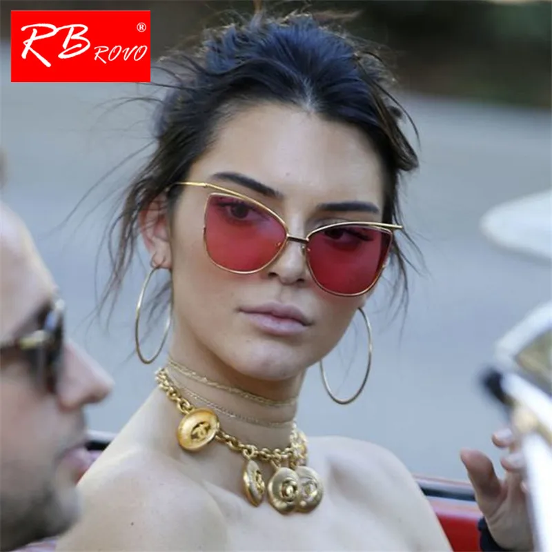 

RBROVO New Arrival 2019 Metal Luxury Sunglasses Women Vintage Cateye Eyeglasses Mirror Retro Oculos De Sol Feminino UV400