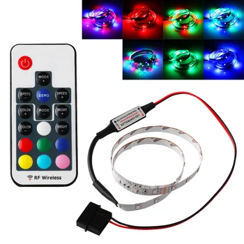 

1PC Computer Case LED Strip Remote Controller Background Light 50/100cm RGB Flexible DC12V 2835 SMD Adhesive Tape