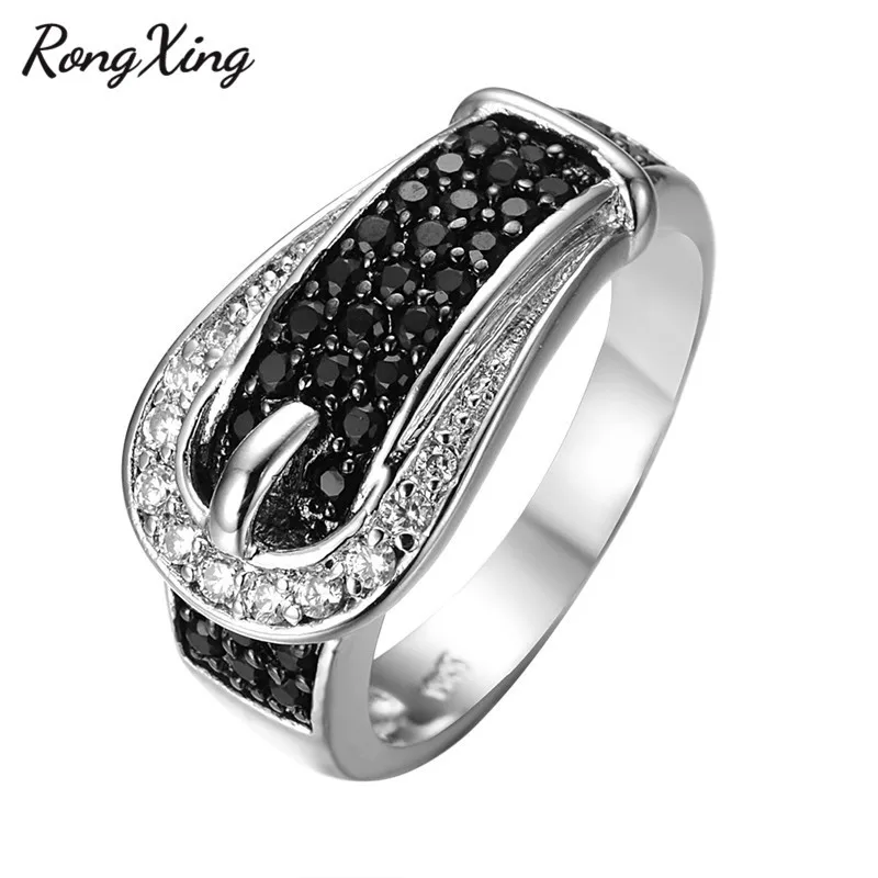 

Vintage Design Black & White Stone Jewelry Women Wedding Band Ring Anel White CZ Gold Filled Engagement Rings Sz6-10 RW0188