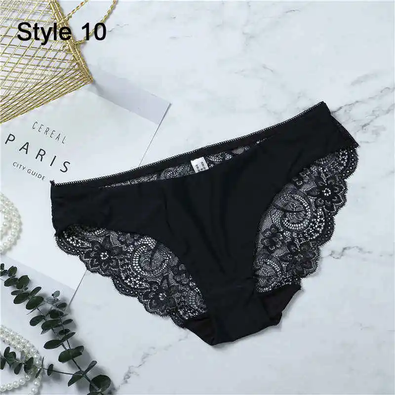 Sexy Seamless Lace Brief For Women Sexy Lace Ice Silk Underwear 21 Color Fashion Soft Lingerie Female Panties