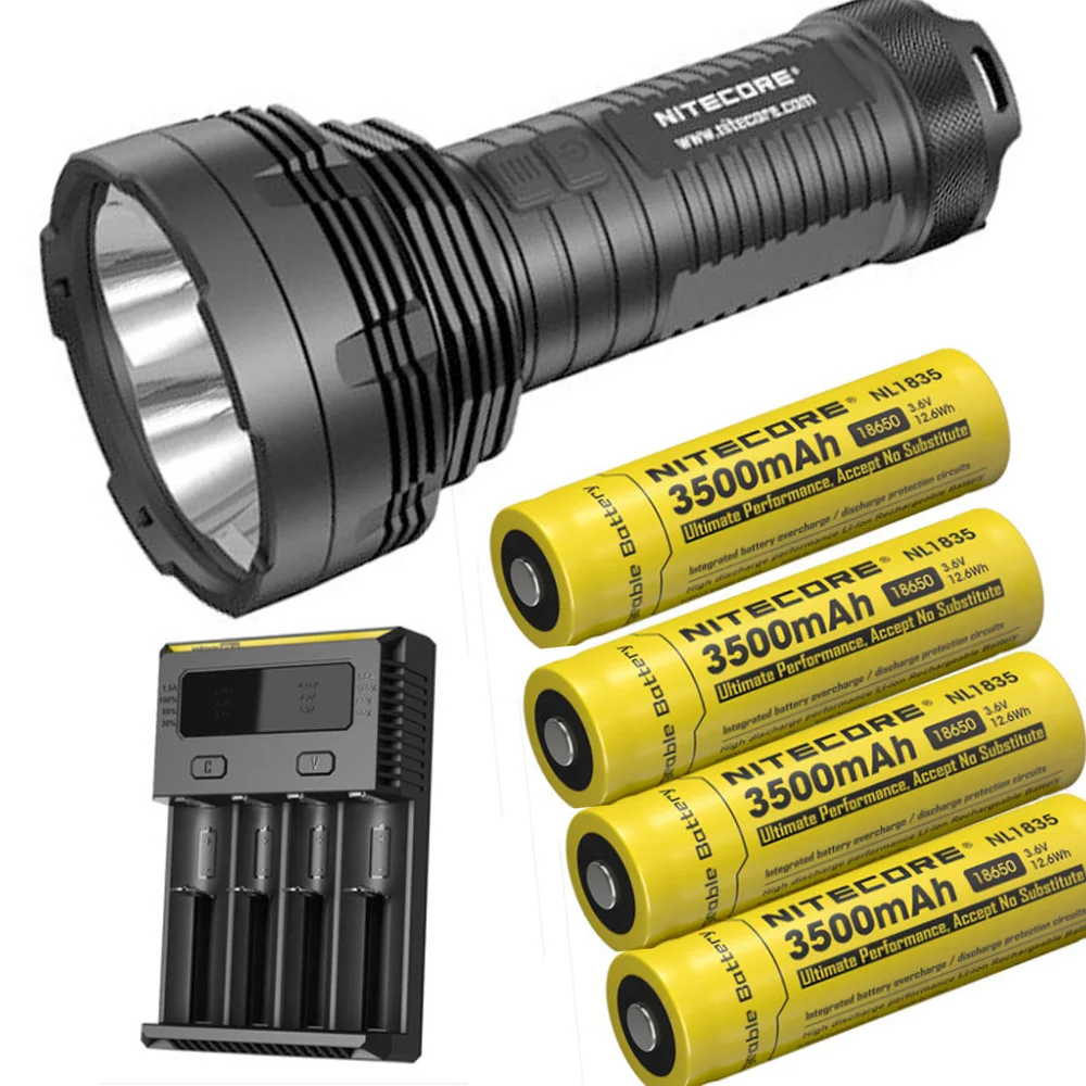NiteCore TM16GT 4x Cree XP L HI V3 светодиодный 3600 люмен фонарик + 4 nitecore 3500 мАч Battrey i4 зарядное
