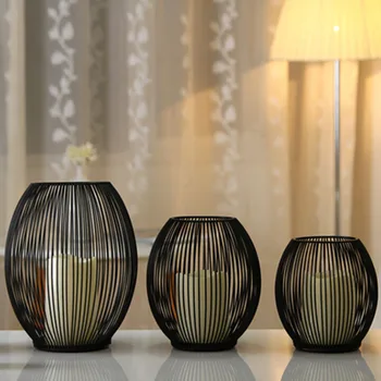 

2020 Morden Metal Hollow Out Candle Holder Articles Candlestick Hanging Lantern Home Decor Gifts