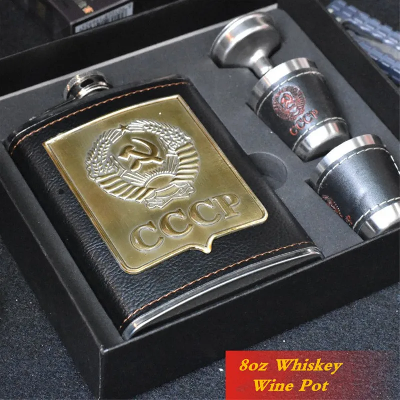 8 oz de bolsillo de acero inoxidable frasco con envuelto de cuero cubierta whisky jarra taza vajilla Alcohol taza para acampar al aire libre