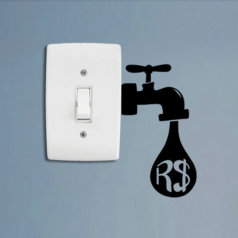 Креативная наклейка KUCADA water is money switch украшение для дома Настенная Наклейка