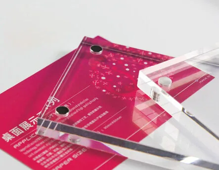 6 inch clear magnetic acrylic block, card / poster display sign, perspex display stand holder upright