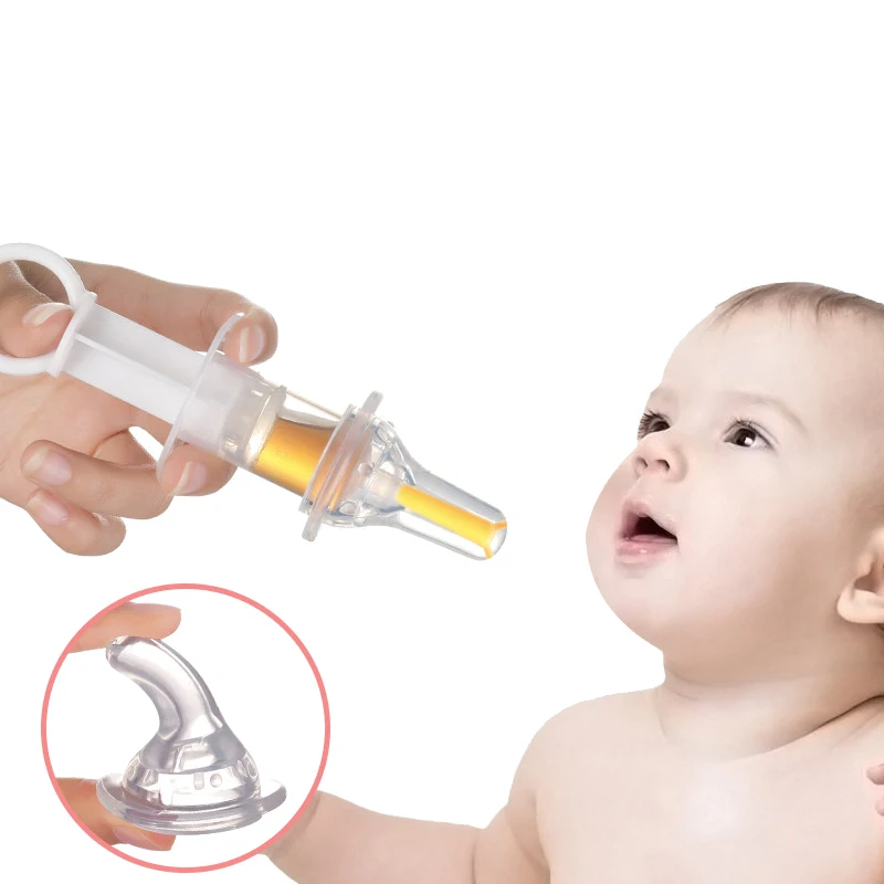 

Funny Baby Silicone Drug Feeder Syringe Medicine Nipple Type Two Sides Into The Liquid Anti-mite Food Fruit Water Feeder Nipple