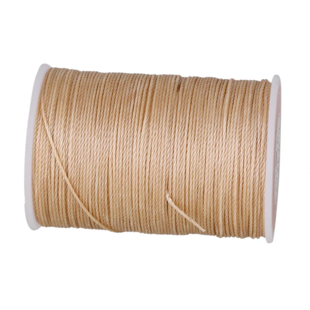 

0.55mm Waxed Polyester Round Twisted Thread Cord DIY Macrame String Beige 113M