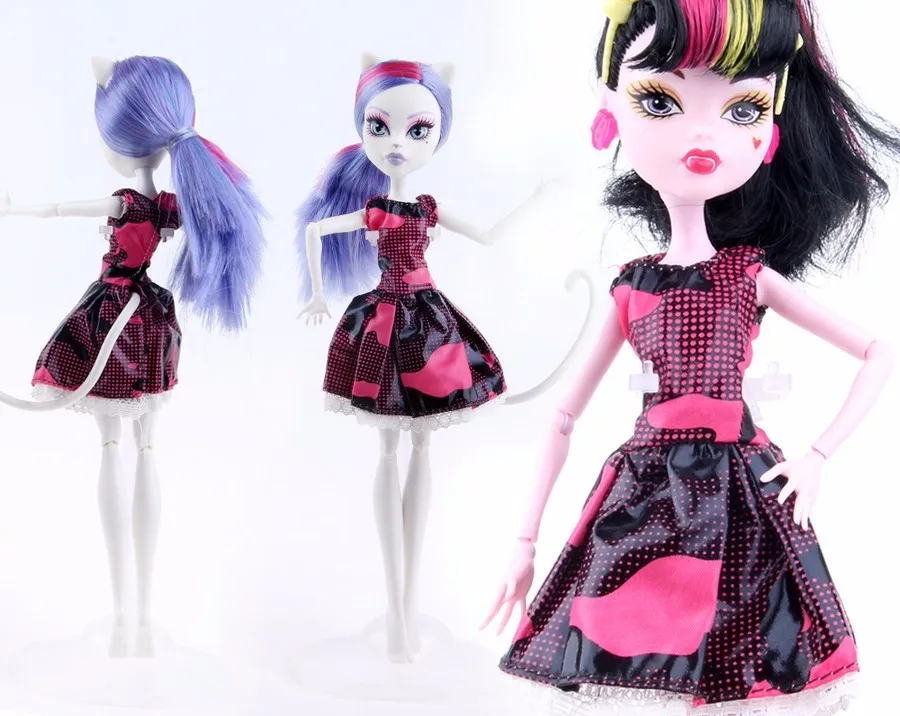 BBGUN001-12 предметов = 6 шт. платье+ 6 пар обуви, случайный выбор новейшая одежда ручной работы для куклы Monster High и для куклы Барби