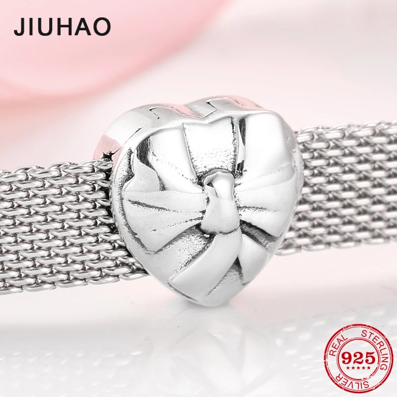 

Real 925 Sterling Silver bow-knot heart Beads Clips Fit Original Reflexions Bracelet Jewelry making