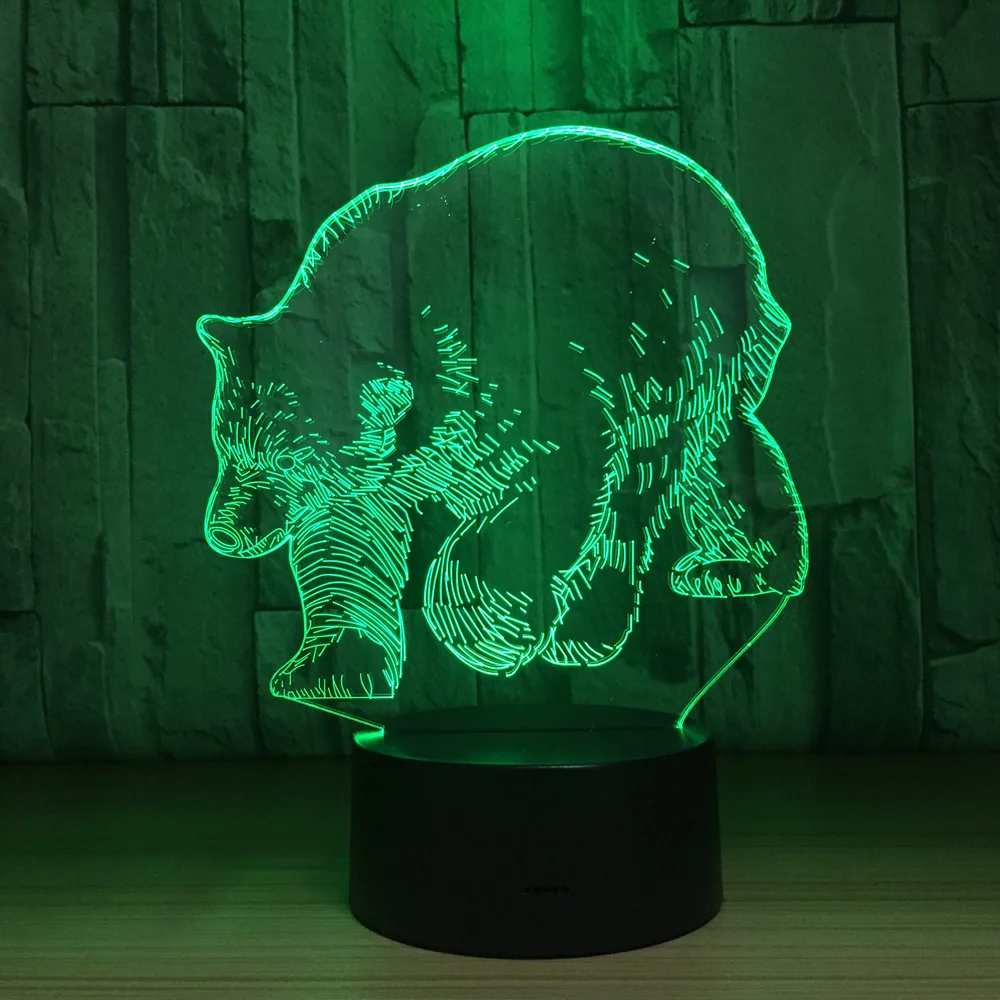 

7 color 3D bear night light desk lamp energy - saving led lights atmosphere lamp holiday gifts 1057