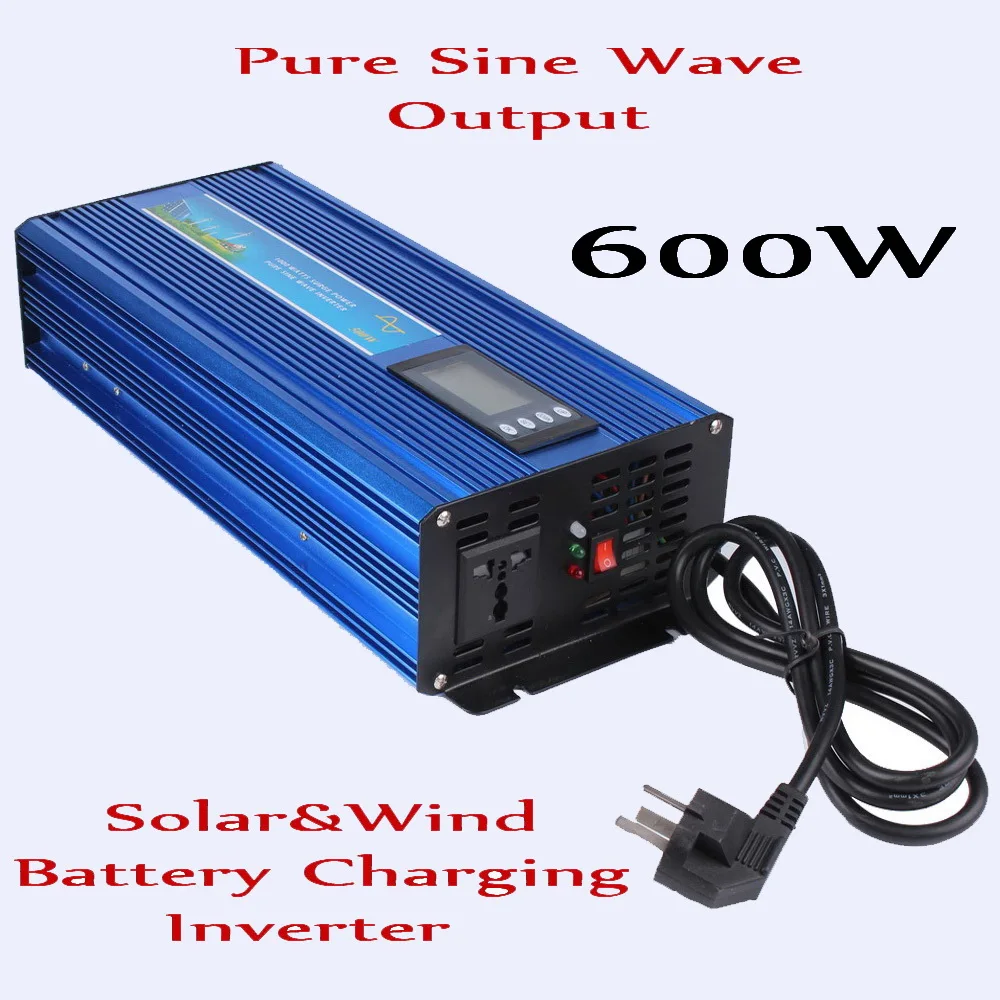 

600W off grid inverter 12V/24V DC to AC110V/220V pure sine wave inverter with AC Battery Charging Function, Surge Power 1200W