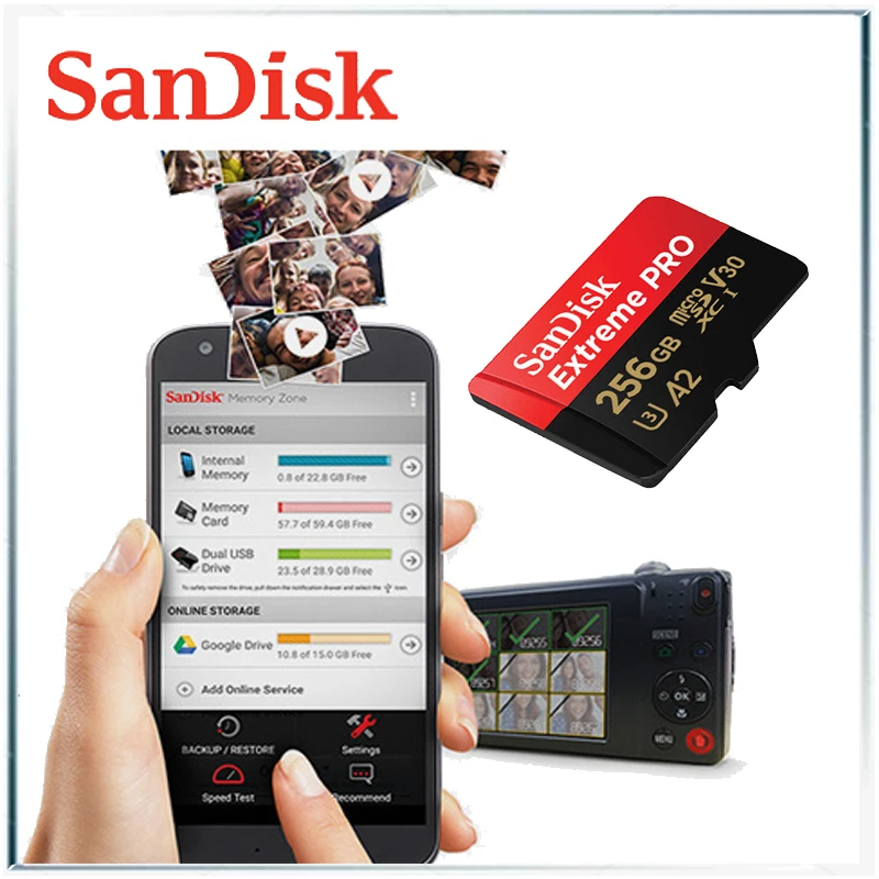 Sandisk Экстремальный Pro UHS-I Micro SD карта 32 Гб 256 Гб 400 ГБ 512 ГБ sandisk TF карта памяти U3 A2 V30 Телефон Drone 3D 4K HD карта