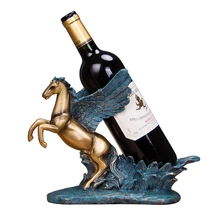 Антикварная статуя Пегаса держатель для бутылки вина декоративная Смола Крылатая лошадь Скульптура винный шкаф Созвездие барная посуда Орнамент Ремесло
