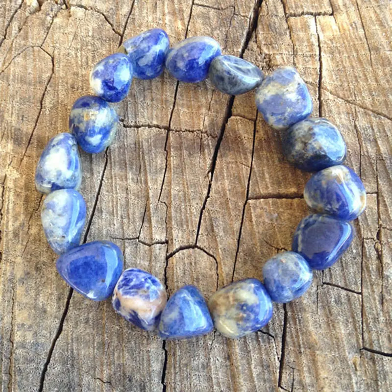 Sodalite Tumbled Stone Bracelet Handmade Chakras Healing Crystal