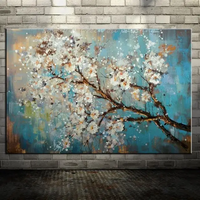 Aliexpress Com Hand Painted Modern Home Decor Wall Art Hand Painted Modern Home Decor Wall Art Picture Plum Blossom White Flower Tree Oil Painting