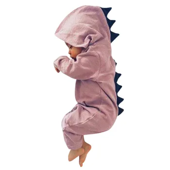 

Autumn Baby Boys Girls Rompers Cotton Children Long Sleeve Hooded Cartoon Dinosaur Baby Rompers Jumpsuit Outfit Kids Clothes