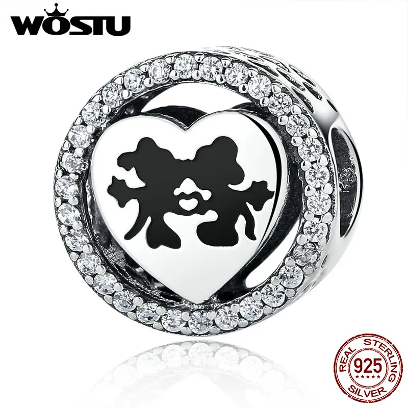 

New Arrival 925 Sterling Silver Mi Mouse Love Cartoon Charm Beads Fit Original WOST Bracelet Authentic Fine Jewelry