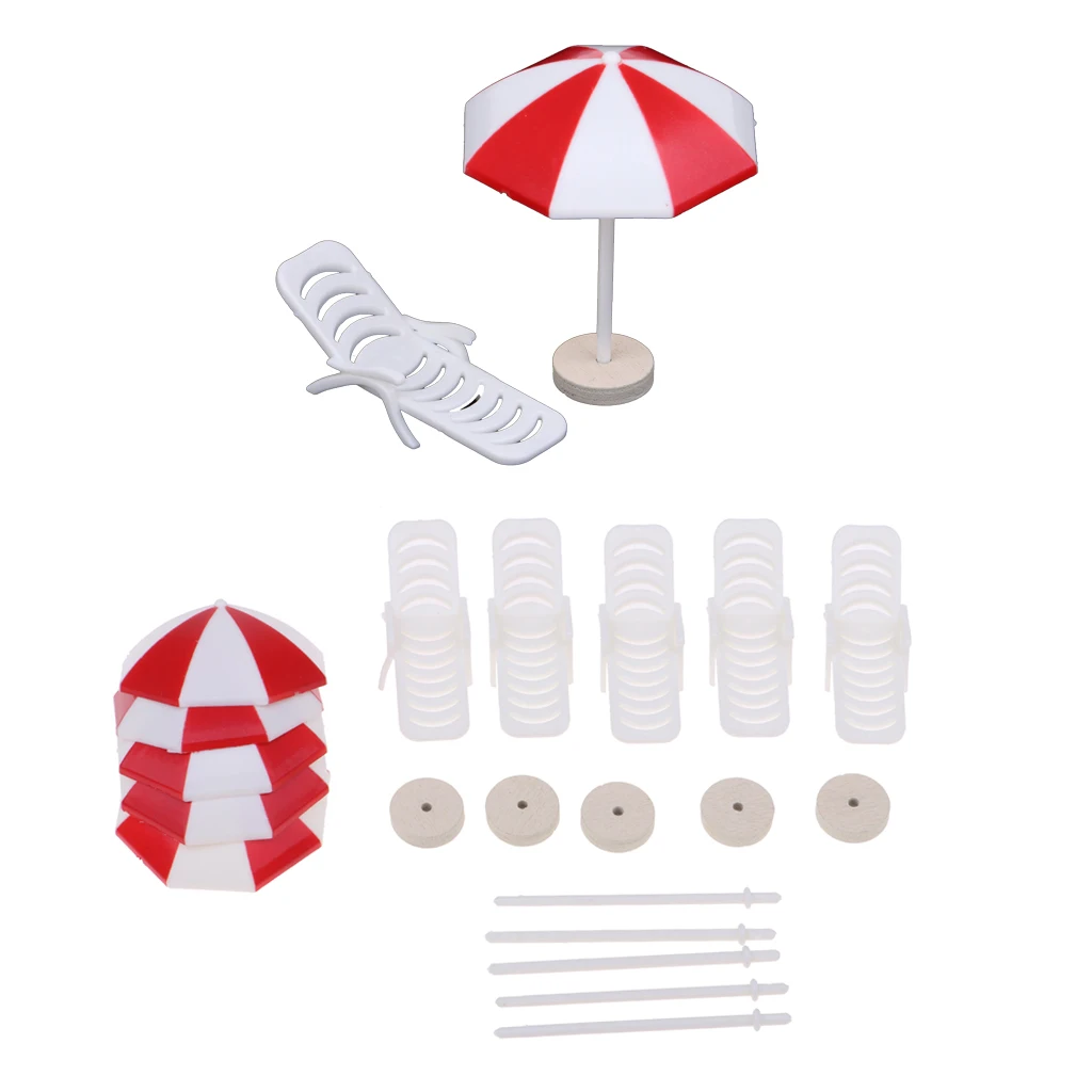 5 Set Mini Deck Chair Beach Umbrella for Dollhouse Yard Garden Swimming Pool Life Scenes Decor Kids Pretend Play Toy 5 Set Mini Deck Chair Beach Umbrella for Dollhouse Yard Garden Swimming Pool Life Scenes Decor Kids Pretend Play Toy