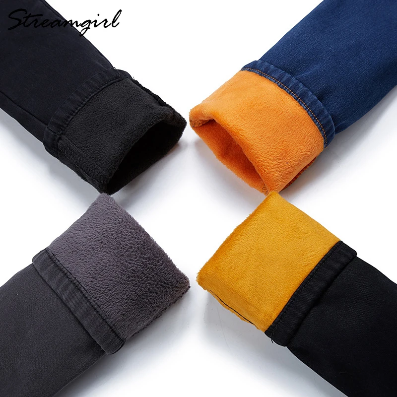 

High Waist Warm Jeans For Women Blue Female Black Winter Jeans Women Denim Pants Jean Femme 2018 Ladies Trousers Warm Pants