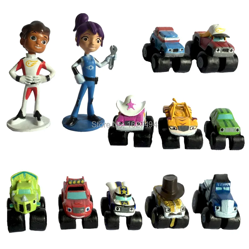 

12pcs/set Blaze Monster Machines Statue Dolls Racing Car PVC Action Figures Model Anime Figurines Kids Toys For Boys Gift