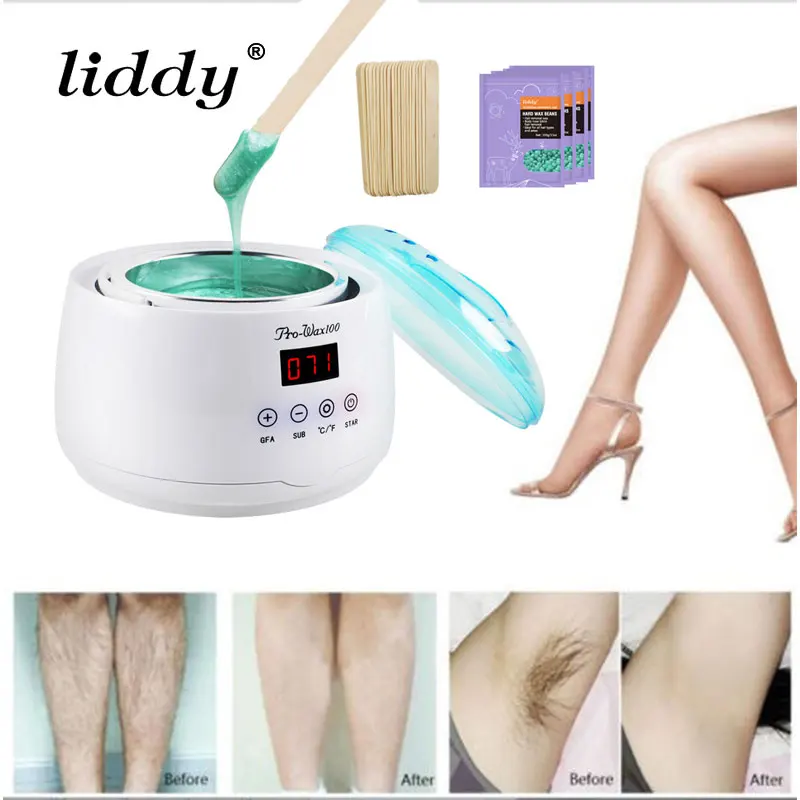 

Hair Removal Tool Professional Warmer Wax Heater Mini SPA Hand Epilator Feet Paraffin Wax with 4 Pack Beans 20pcs Sticks Wax Kit